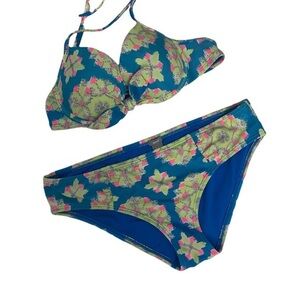 Aerie Blue Bikini Triangle Top Swimsuit Small
